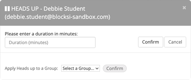 Heads Up Student Window