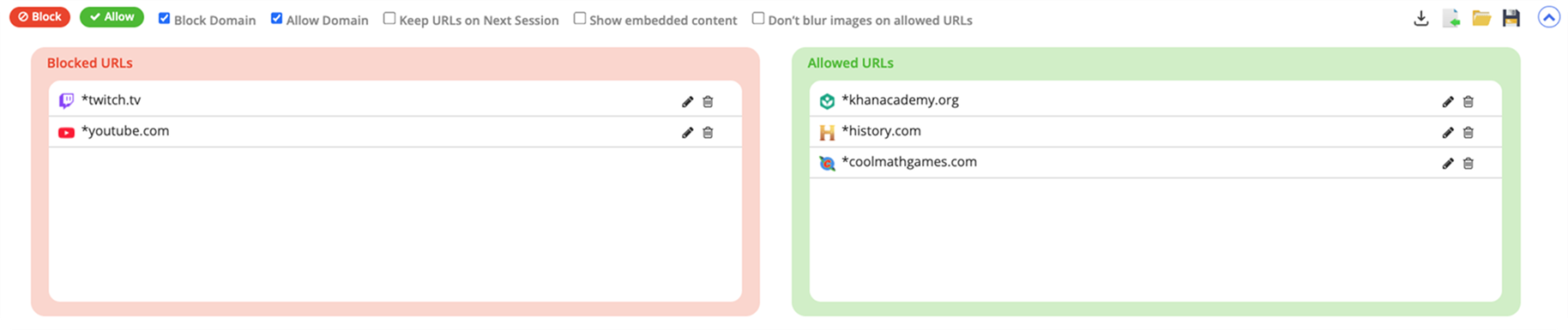 Example of a Block/Allow List