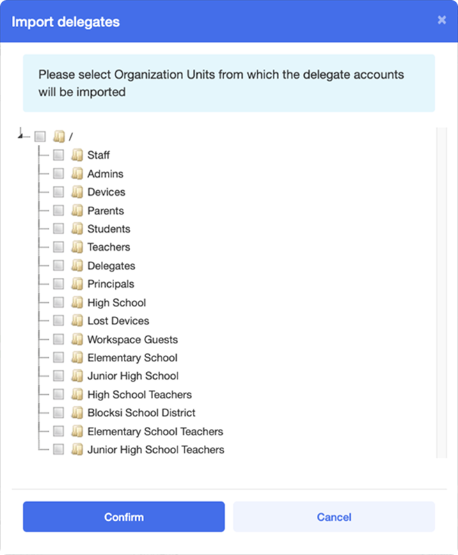 Janela Importar delegados