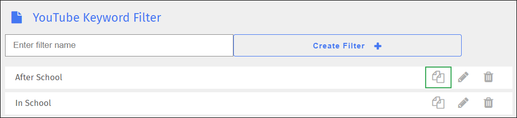 YouTube Keyword Filter Screen - Duplicate Icon YouTube Keyword Filter Screen - Duplicate Icon