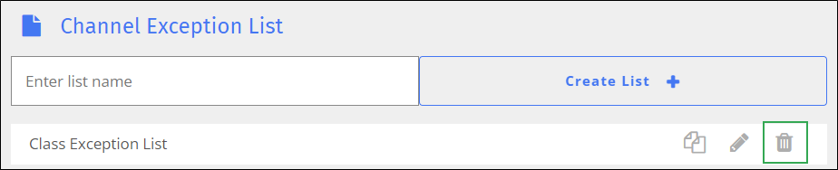 YouTube Channel Exception List Screen - Delete Icon