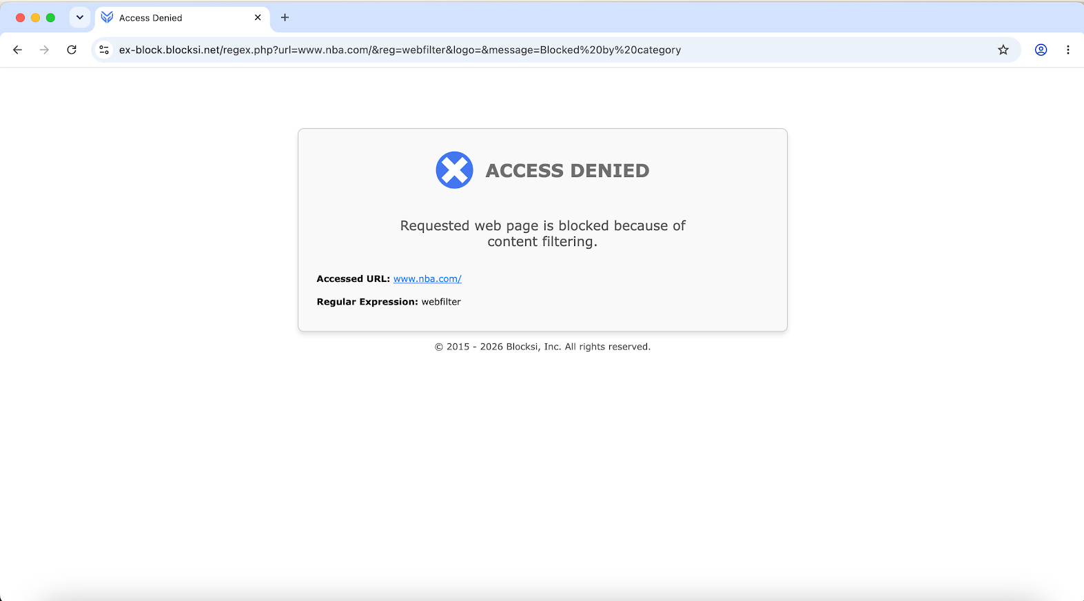 Bloqueia a página de acesso negado