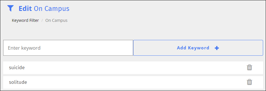 YouTube Keyword Filter Edit Screen