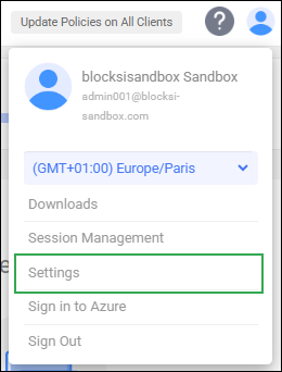 Action Bar User Icon - Settings Option
