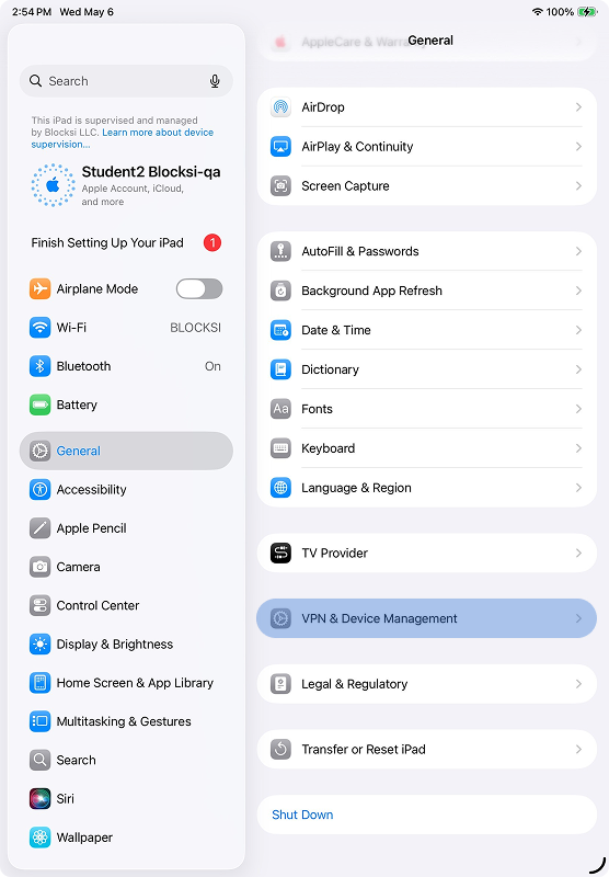 Configurações gerais no iOS