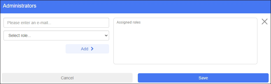 Administrators and Roles Screen - Administrator Fields