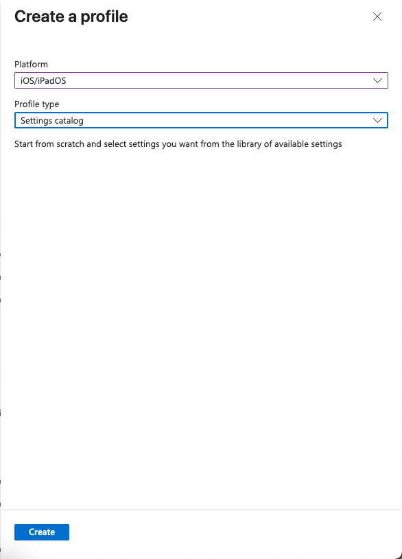 Criar um novo perfil de configurações