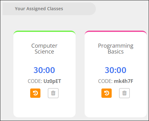 Your Assigned Classes Section