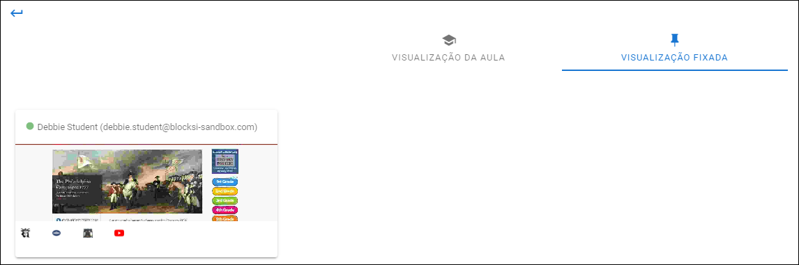 Tela de monitoramento de aluno fixado