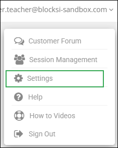 Action Bar Drop Down List - Settings Option