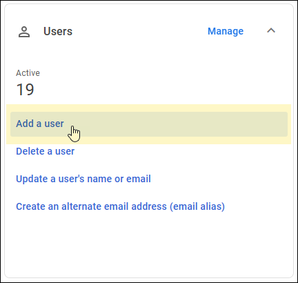 Google Admin Console - Add a User Google Admin Console - Add a User