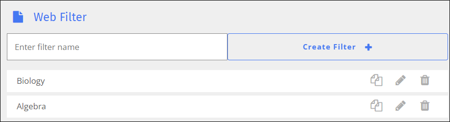 Web Filter Screen