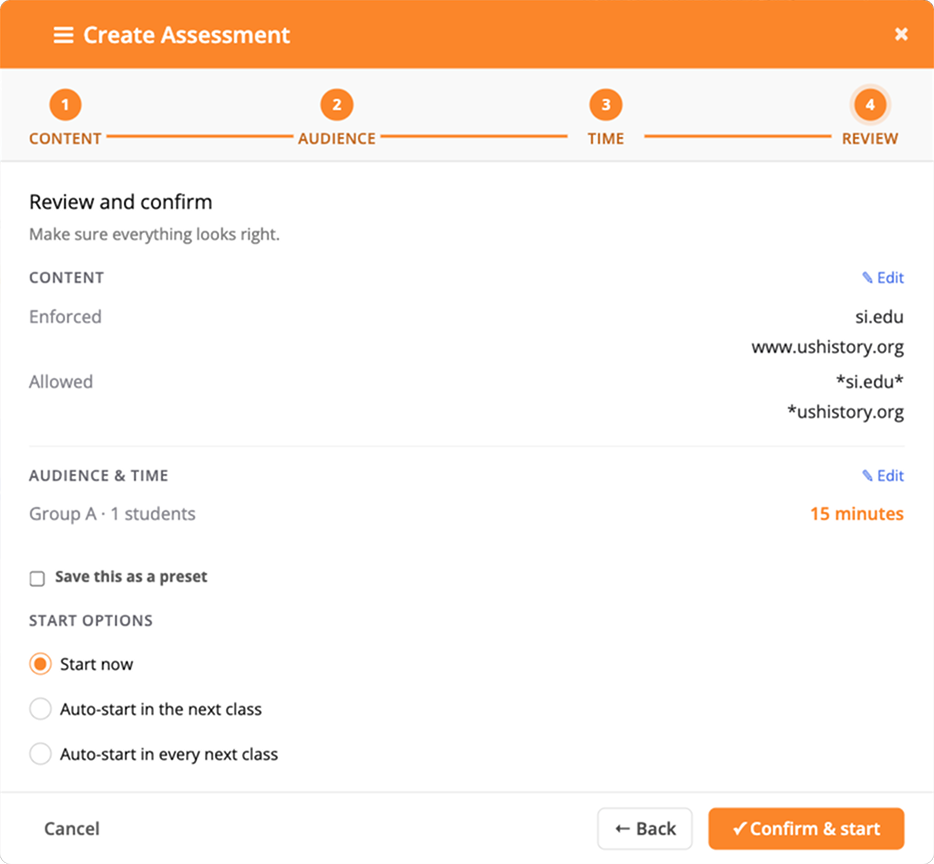 Reviewing Assessment Configuration