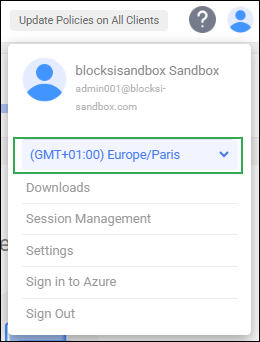 Admin Action Bar User Icon - Timezone Option