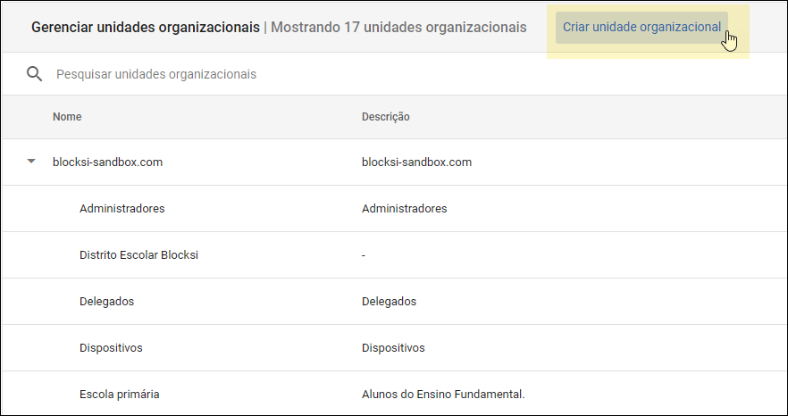 Google Admin Console - Crie uma unidade organizacional