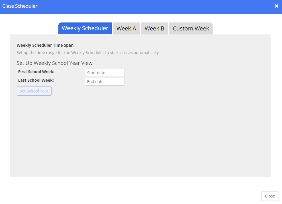 Class Scheduler Window