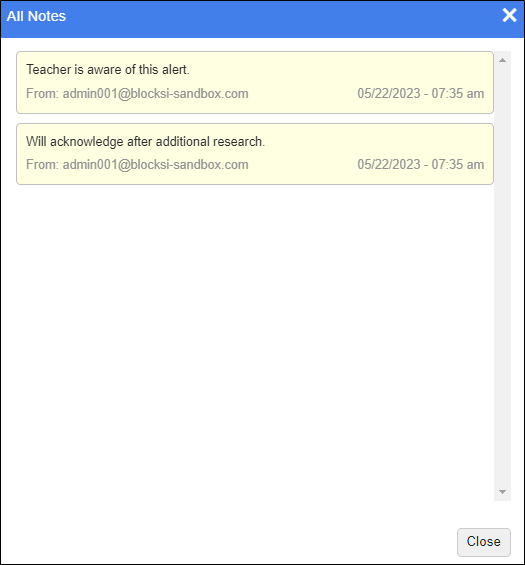 All Notes Window