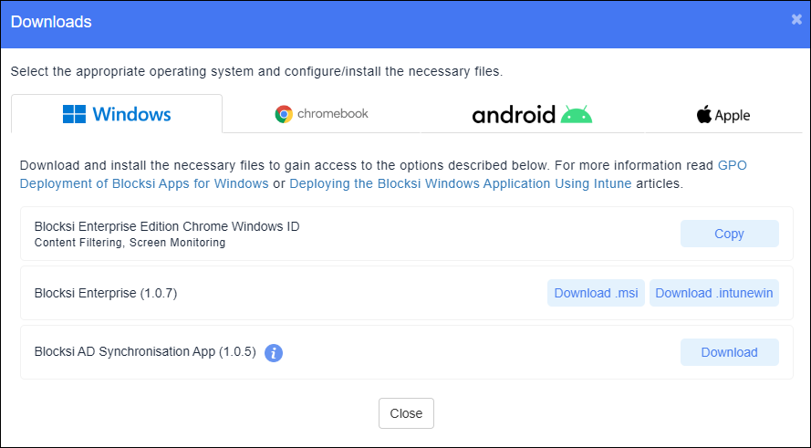 Downloads Window
