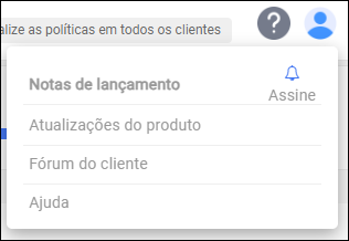 Ícone de ajuda da barra de ações do administrador