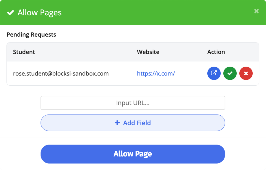 Allow Pages Window