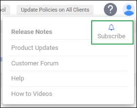Admin Action Bar Help Icon -­ Subscribe Option