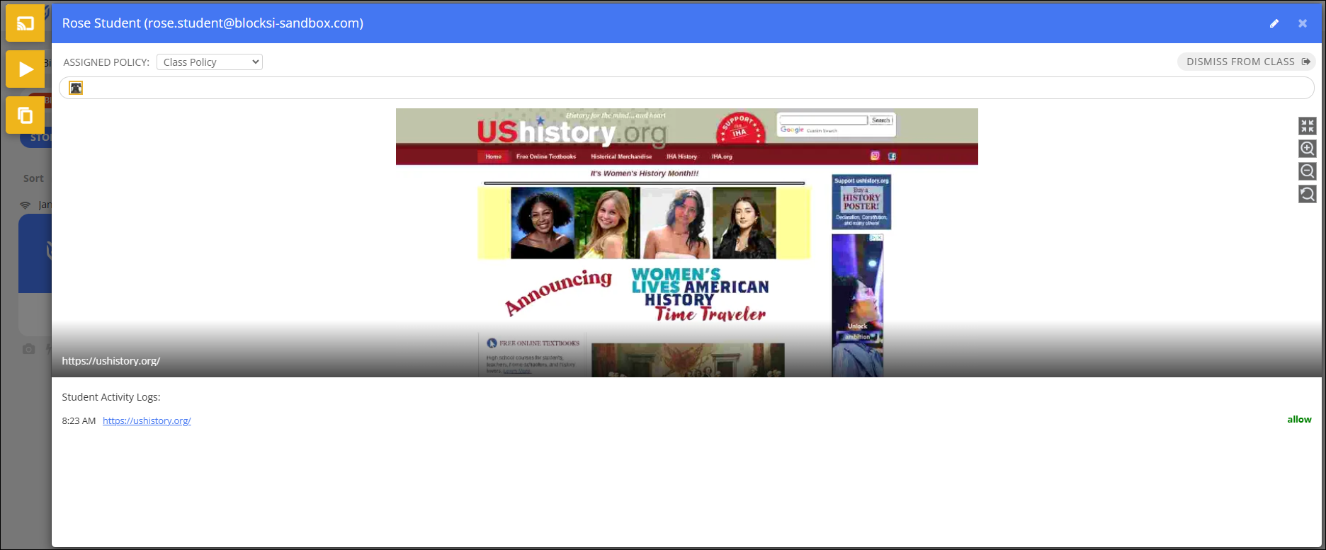 Show Student Screenshot Window Maximized