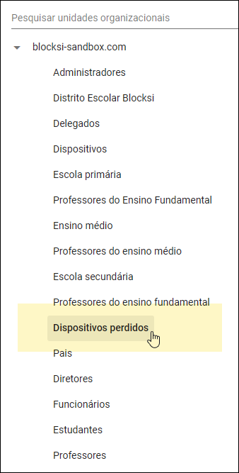 Google Admin Console - Selecione dispositivos perdidos