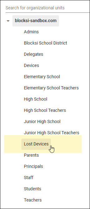 Google Admin Console - Select Lost Devices