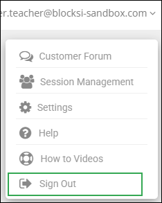 Action Bar Drop Down List -­ Sign Out Option