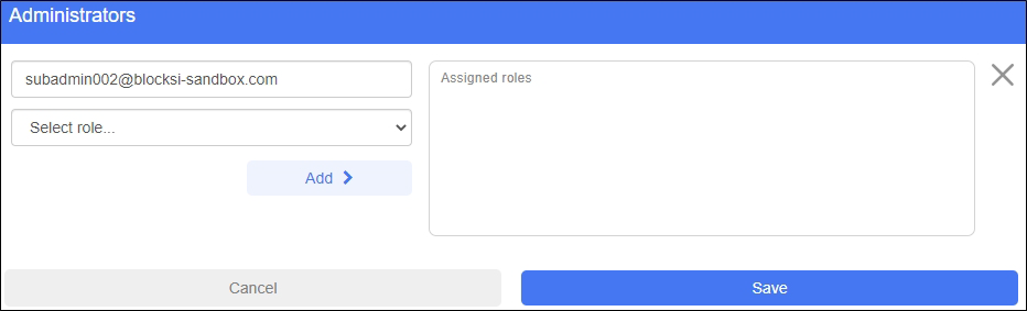 Administrators and Roles Screen -­ Edit Administrator Fields