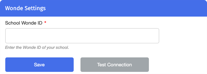 Seção de configurações do Wonde