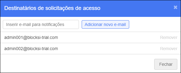 Access Requests Recipients Destinatários das solicitações de acesso