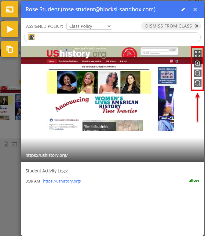 Show Student Screen Window Icons