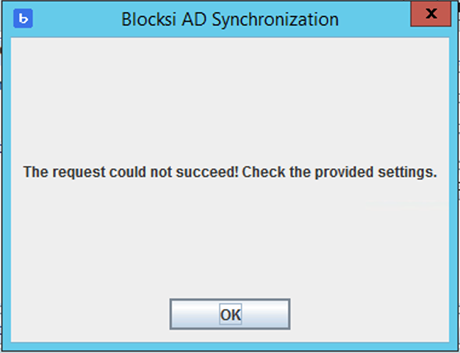 AD Sync Bad Authorization Window Janela de autorização incorreta do AD Sync
