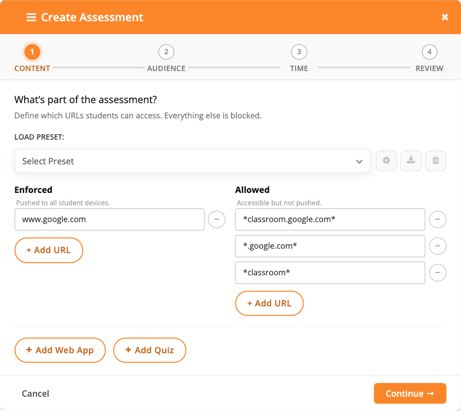 Manually Adding Assessment URLs