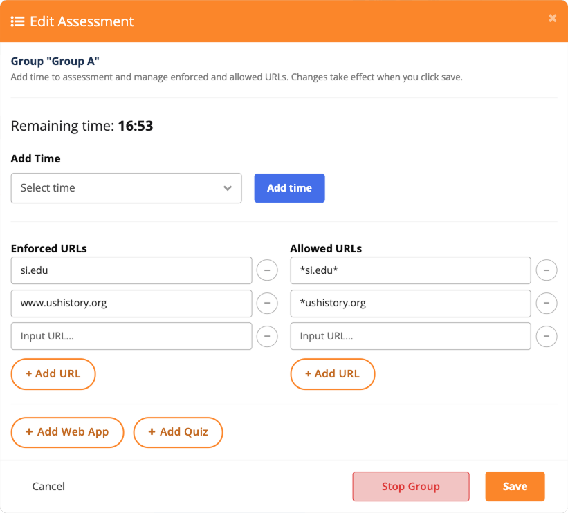 Group Assessment Window