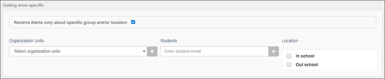 Create an Alert Getting More Specific Section Fields