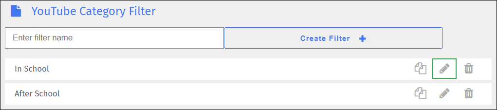 YouTube Category Filter Screen - Edit Icon YouTube Category Filter Screen - Edit Icon