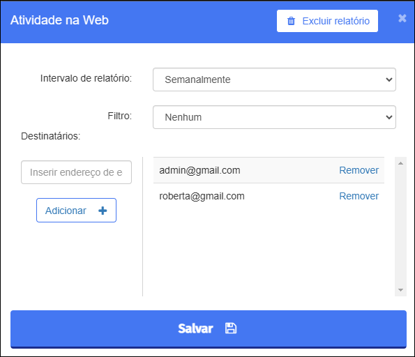 Edição de tela de relatórios