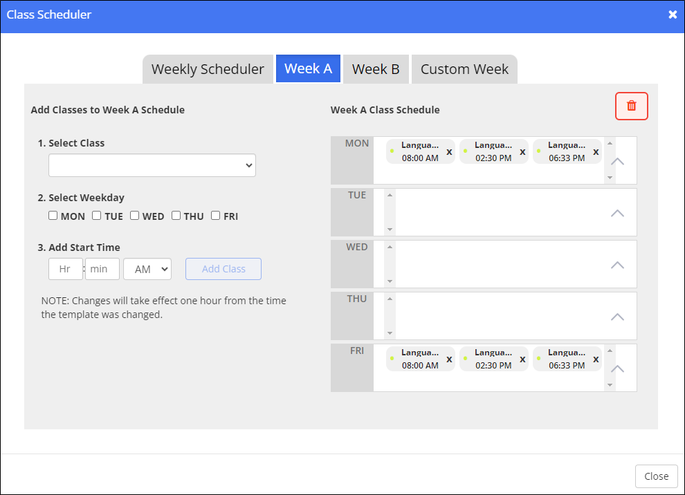 Schedule Day Classes