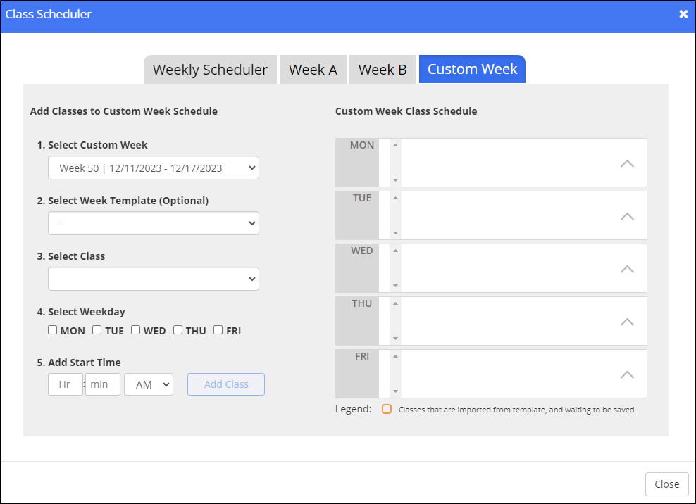 Schedule Custom Window