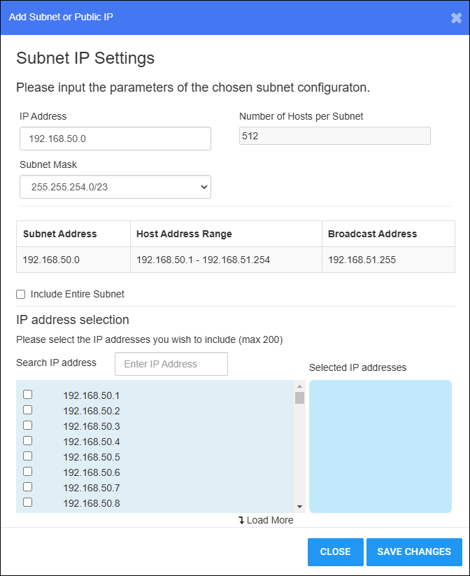 Expanded Subnet Window