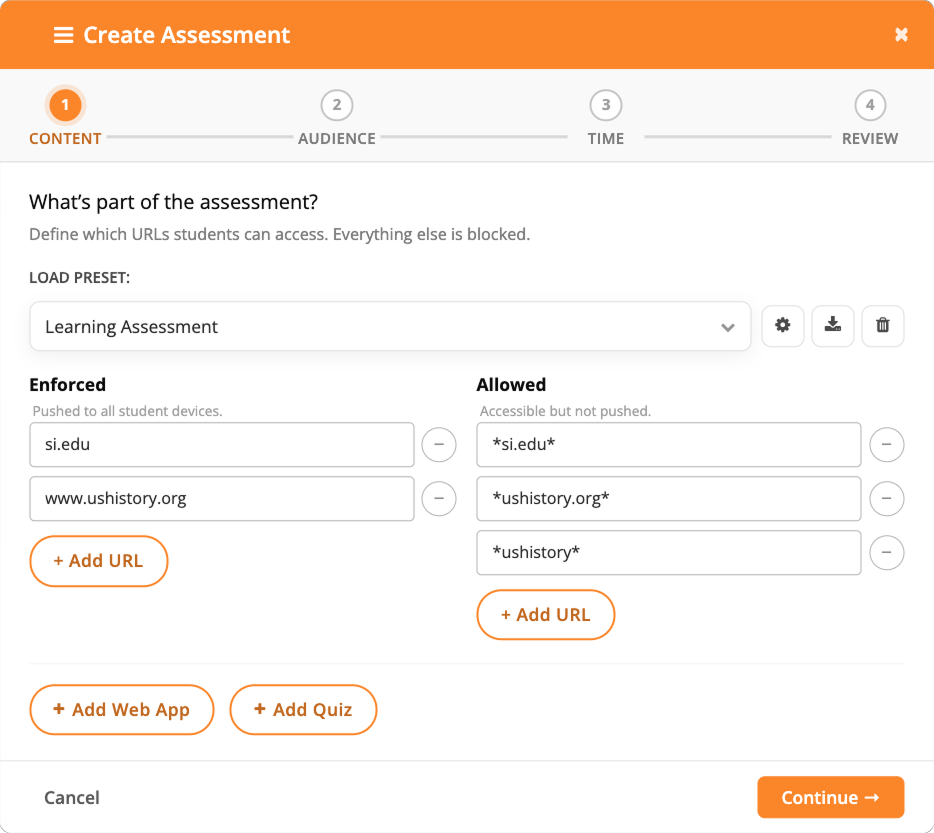 Loading Assessment From a Preset Option