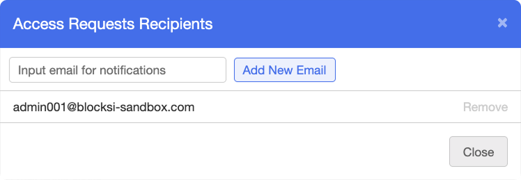 Access Requests Recipients Window