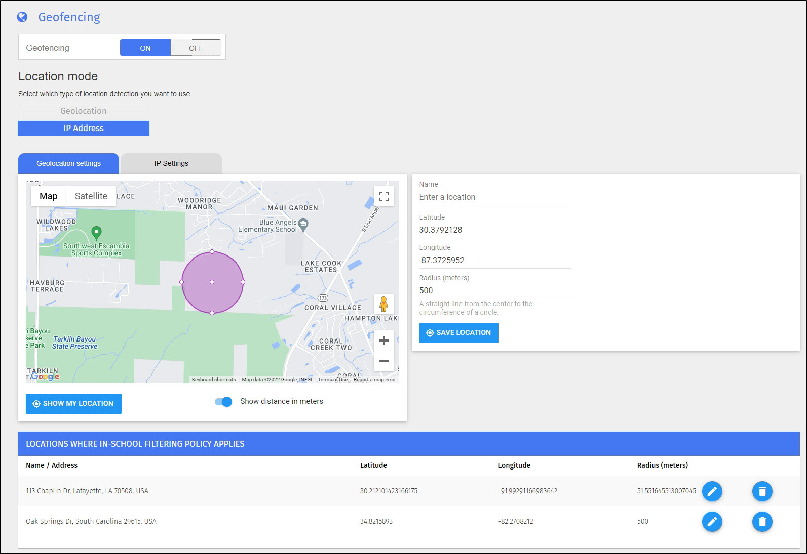 Geofencing Screen