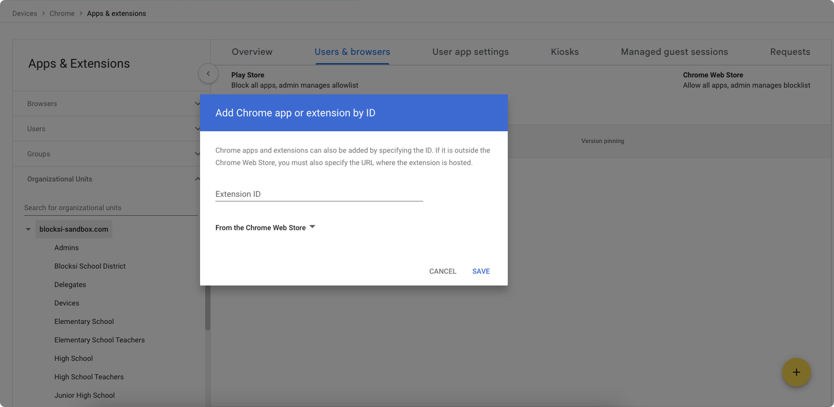 Adicionar extensão por ID Modal Window