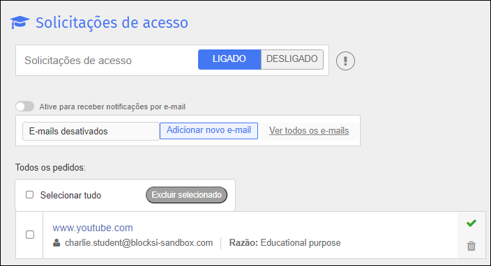 Access Requests Screen Tela Solicitações de acesso
