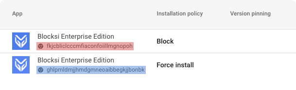 Exemplo de uma extensão Blocksi bloqueada