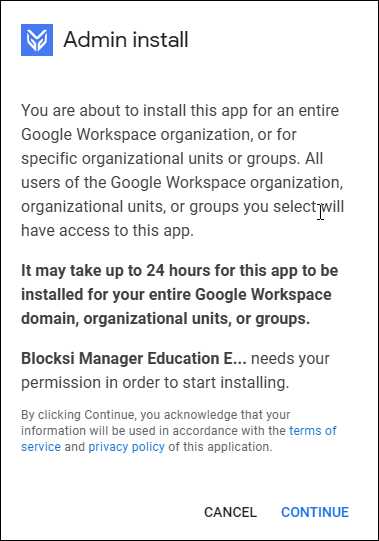 Google Workspace Marketplace - Continue Admin Install Google Workspace Marketplace - Continue Admin Install
