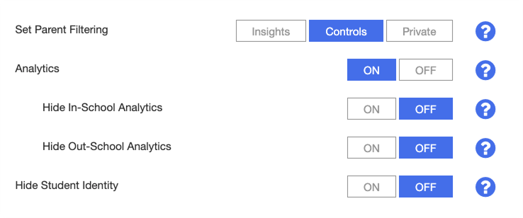 Opção de controle Controls